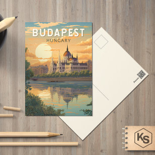 Carte Postale Budapest Hongrie Travel Art Vintage