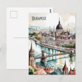 Carte Postale Budapest Hungary Parliament Danube River Skyline (Devant / Derrière)