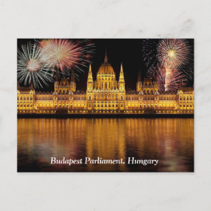 Carte Postale Budapest Parlement Hongrie avec feux d'artifice