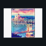 Carte Postale Budapest, poster vintage<br><div class="desc">Budapest,  poster vintage,  avec Danube River et Pont Chaîne</div>