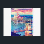 Carte Postale Budapest, poster vintage<br><div class="desc">Budapest,  poster vintage,  avec Danube River et Pont Chaîne</div>