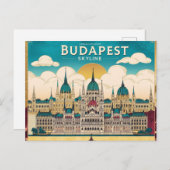 Carte Postale Budapest Skyline Voyage Affriolante Toile  (Devant / Derrière)