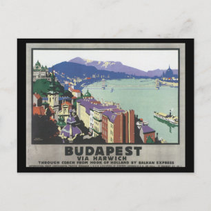Carte Postale Budapest via Harwich_Poster Vintage voyage
