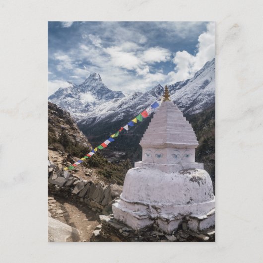 Carte Postale Buddhist Shrine & Prayer Flags, Himalaya Mountains (Devant)
