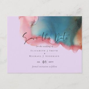 Carte Postale BUDGET abstrait Rainbow Watercolor Mariage