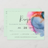 Carte Postale BUDGET abstrait Rainbow Watercolor Mariage (Devant / Derrière)