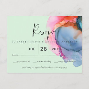 Carte Postale BUDGET abstrait Rainbow Watercolor Mariage