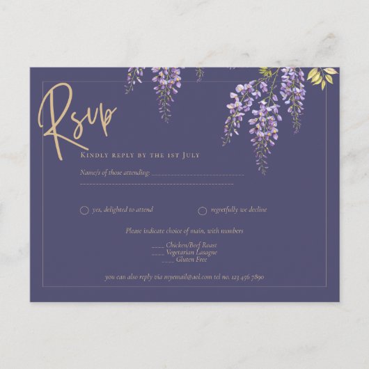 Carte Postale BUDGET All-In-1 Wisteria Dusty Purple Gold Mariage (Devant)