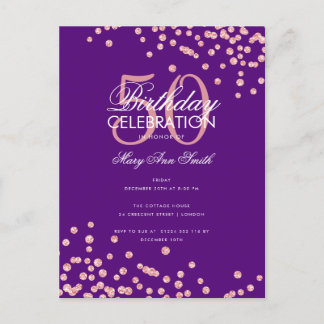 Carte Postale Budget Anniversaire Parties scintillant Confetti R