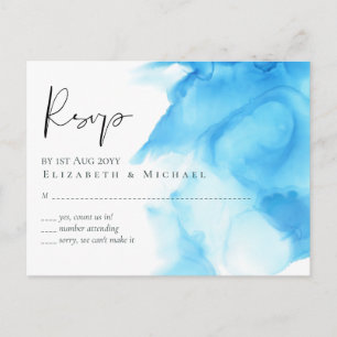 Carte Postale Budget Aqua Blue Watercolor Mariage