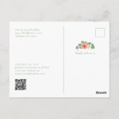 Carte Postale Budget Aquarelle Floral QR Code Enregistrer la dat (Dos)