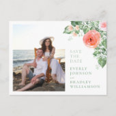 Carte Postale Budget Aquarelle Floral QR Code Enregistrer la dat (Devant)
