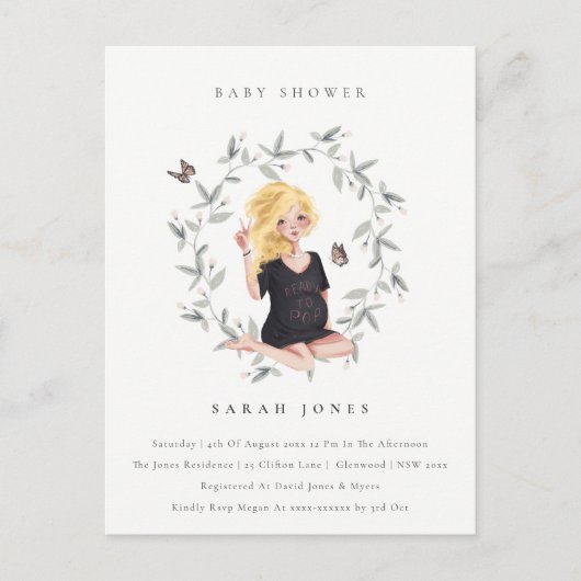 Carte Postale Budget attendu Femmes Foliage Baby Showe (Devant)