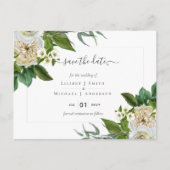 Carte Postale BUDGET Blanc Roses Bouquet Mariage Floral (Devant)