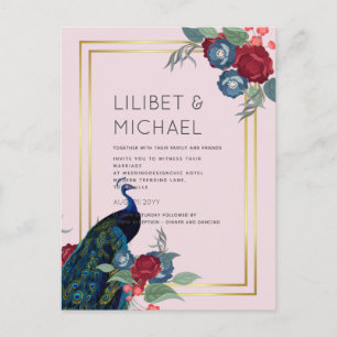 Carte Postale BUDGET Bleu Paon Bourgogne Mariage d'Hiver d'Auto