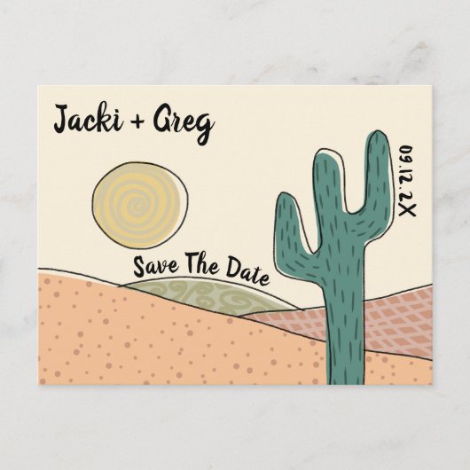 Carte Postale Budget Boho Desert Cactus Enregistrer La Date Invi (Devant)