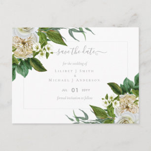Carte Postale BUDGET Bouquet de roses blanches Fleurs Mariage