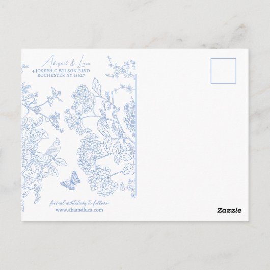 Carte Postale Budget Chinoiserie Toile Mariage Enregistrer Date (Dos)
