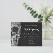 Carte Postale Budget crâne Grand ouverture Black White Tattoo Sh (Debout devant)