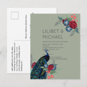 Carte Postale Budget de mariage d'hiver automne Bourgogne bleu p