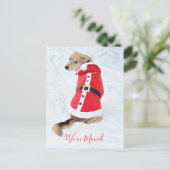 Carte Postale Budget Déplacer Chien De Noël En Mignonne Costume  (Debout devant)
