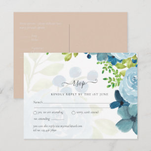 Carte Postale Budget Dusty Blue Floral Mariage