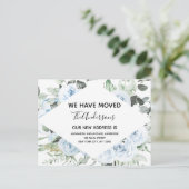 Carte Postale Budget Dusty Blue Floral Moving Faire-part (Debout devant)