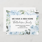Carte Postale Budget Dusty Blue Floral Moving Faire-part Postc (Devant / Derrière)