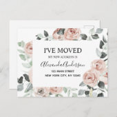 Carte Postale Budget Dusty rose Floral Moving Faire-part Postc (Devant / Derrière)