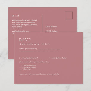 Carte Postale BUDGET Dusty Rose Monochrome RSVP simple simple