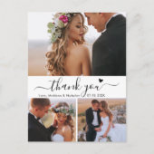 Carte Postale Budget Elegant 3 Photo Collage Mariage Merci (Devant)