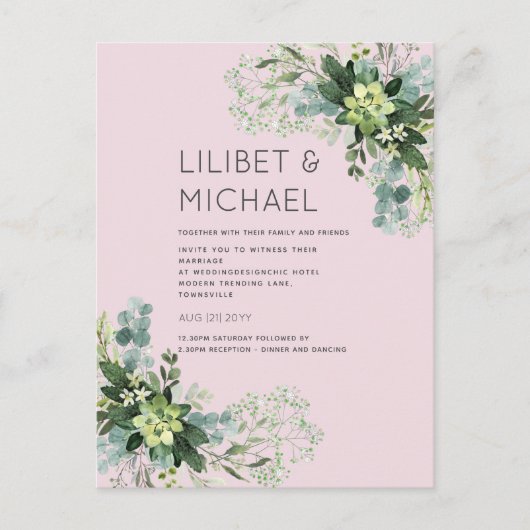 Carte Postale BUDGET Eucalyptus Mariage du feuillage vert (Devant)