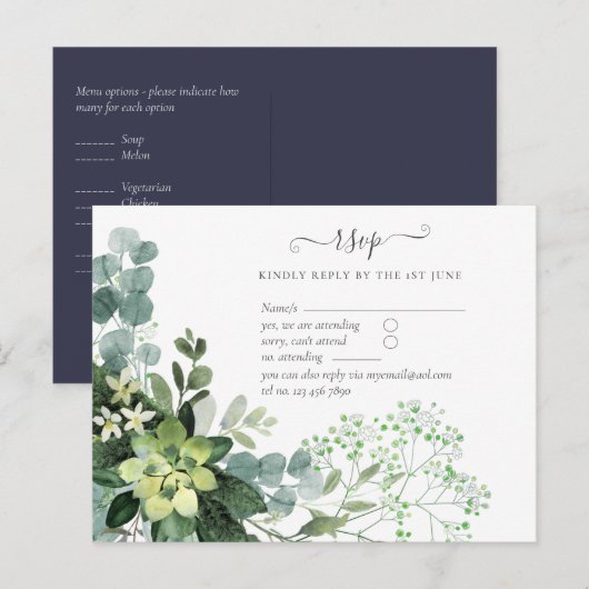Carte Postale BUDGET Feuillage de mariage à base de verdure d'e (Devant / Derrière)