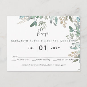 Carte Postale Budget Feuilles de la verdure Mariage RSVP