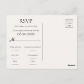 Carte Postale Budget Fleurs Aquarelle Mariage Noir RSVP (Dos)