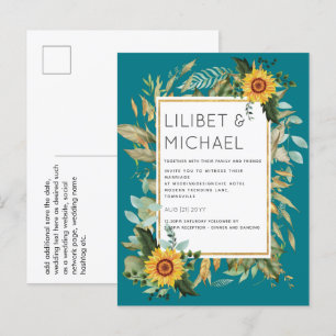Carte Postale Budget Fleurs de soleil rustiques BOHO Mariage ver