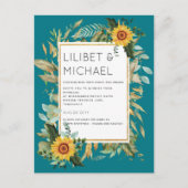 Carte Postale Budget Fleurs de soleil rustiques BOHO Mariage ver (Devant)