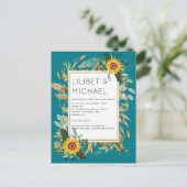 Carte Postale Budget Fleurs de soleil rustiques BOHO Mariage ver (Debout devant)
