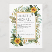Carte Postale Budget Fleurs de soleil rustiques BOHO Mariage ver (Devant)