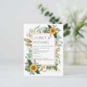 Carte Postale Budget Fleurs de soleil rustiques BOHO Mariage ver (Debout devant)