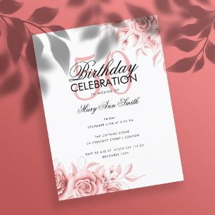 Carte Postale Budget Floral Glam Anniversaire Rose Gold