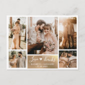 Carte Postale Budget Gold White Photo Collage Mariage Merci (Devant)