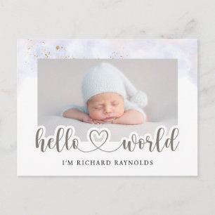 Carte Postale Budget Hello World Baby Boy Faire-part Card