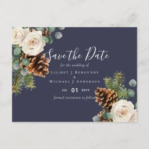 Carte Postale BUDGET Hiver Eucalyptus Pine Cônes Mariage