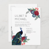 Carte Postale BUDGET Mariage d'hiver automnal bleu paon et Bour (Devant / Derrière)