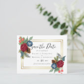 Carte Postale BUDGET Mariage d'hiver Bourgogne Bleu sarcelle Mod (Debout devant)