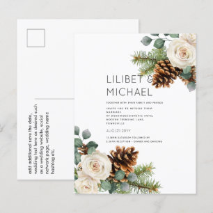 Carte Postale BUDGET Mariage d'hiver Eucalyptus Roses de verdure