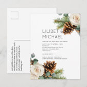 Carte Postale BUDGET Mariage d'hiver Eucalyptus Roses de verdure (Devant / Derrière)