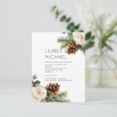 Carte Postale BUDGET Mariage d'hiver Eucalyptus Roses de verdure (Debout devant)