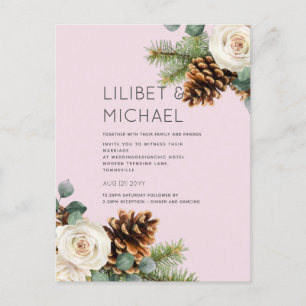 Carte Postale BUDGET Mariage d'hiver Eucalyptus Roses de verdure